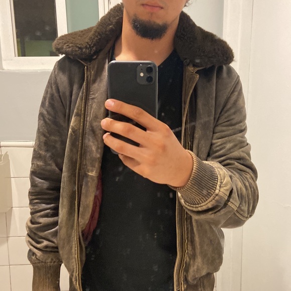 John Varvatos fur neck leather jacket from Bloomingdale’s - Picture 6 of 8